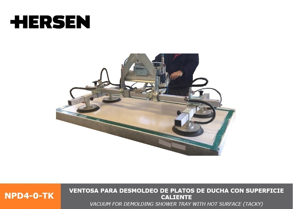 Ventosa para desmoldeo de platos de ducha con superficie caliente