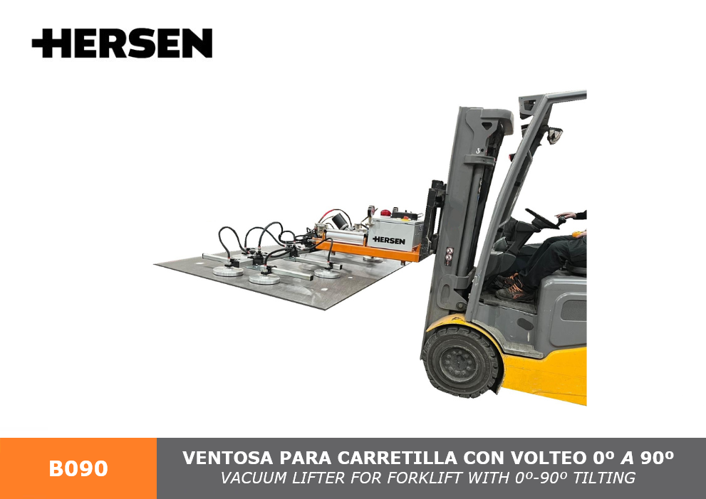 Vacuum lifter for forklift with 0º-90º tilting