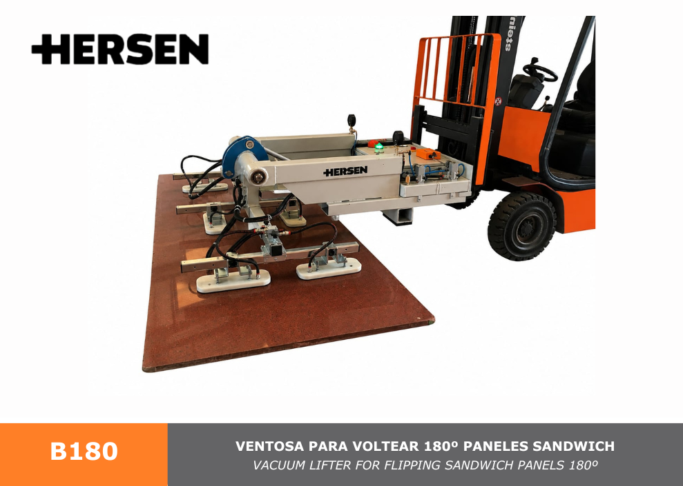 Vacuum lifter for flipping sandwich panels 180º