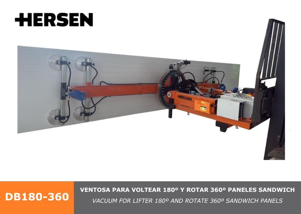Ventosa para volterar 180º y rotar 360º paneles sándwich