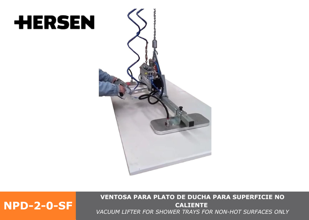 Vacuum lifter for shower trays for non-hot surfaces only